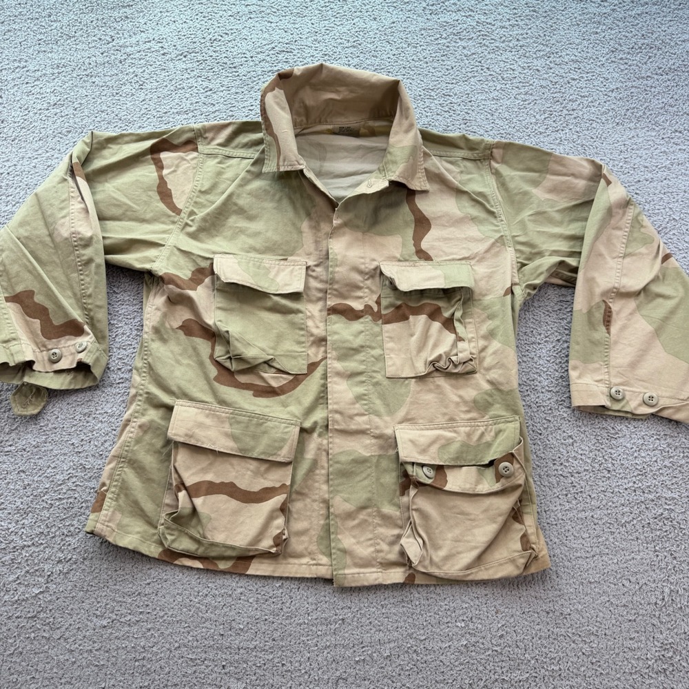 Vintage 1991 US Military 3 Color Desert Camo Combat Coat Jacket Medium X-Short